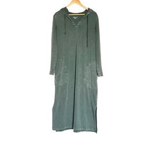 Coldwater Creek Colorwash Hooded Lounger Dress Women’s L Green Pockets
